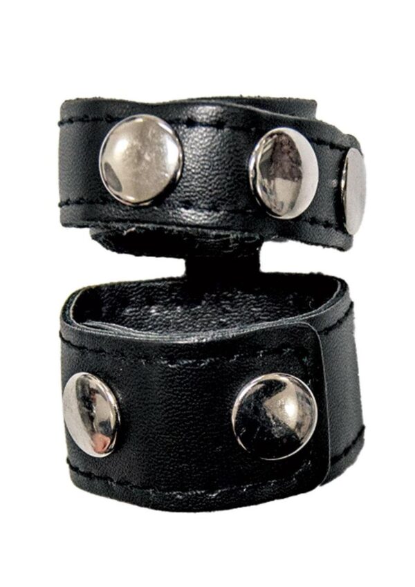 Ballgear PU Leather Cock Strap with Iron Ball Stretcher - Black - Image 2