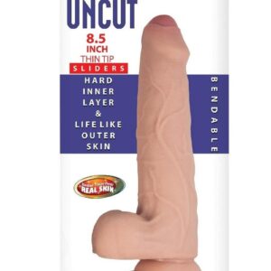 Realcocks Dual Layered Uncut Slider Thin Tip Dildo 8.5in - Vanilla