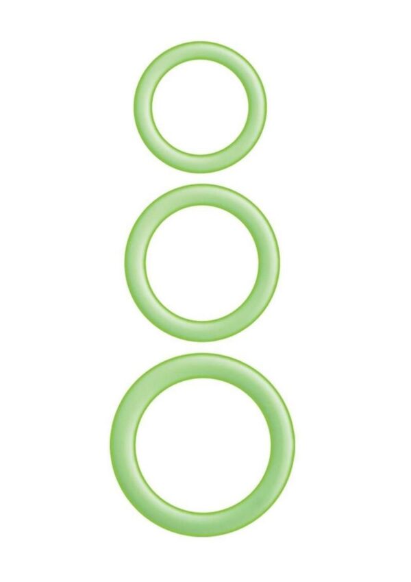 Enhancer Glow Rings Silicone Cockring - Green - Image 2