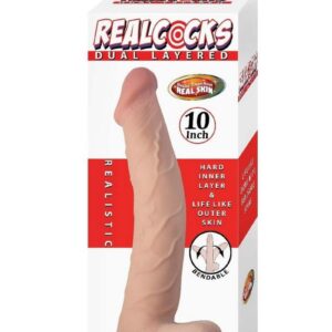 Realcocks Dual Layered Bendable Dildo 10in - Vanilla