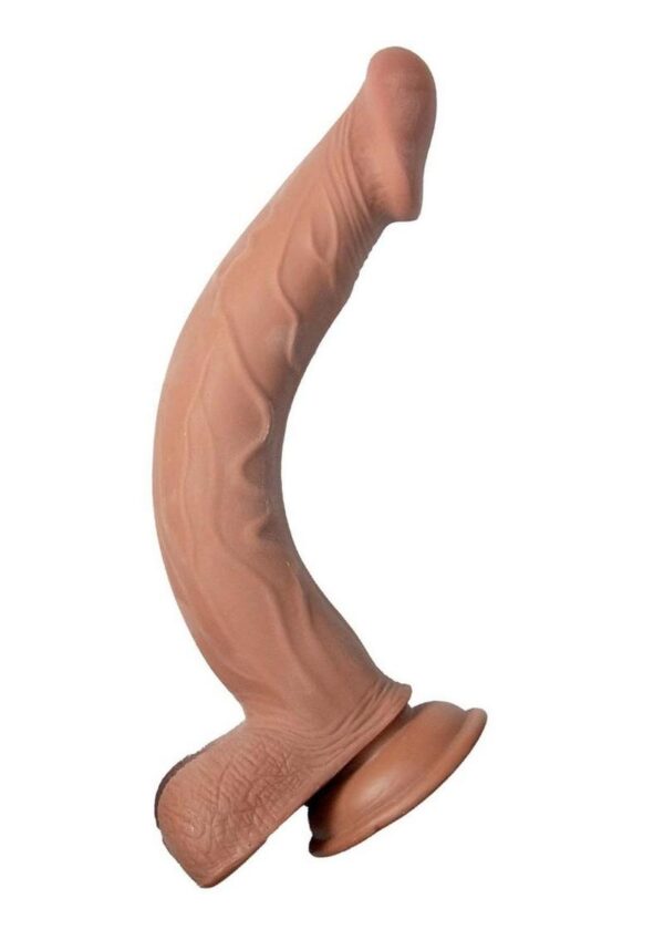 Realcocks Dual Layered Bendable Dildo 10in - Chocolate - Image 4