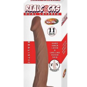 Realcocks Dual Layered Bendable Dildo 11in - Chocolate