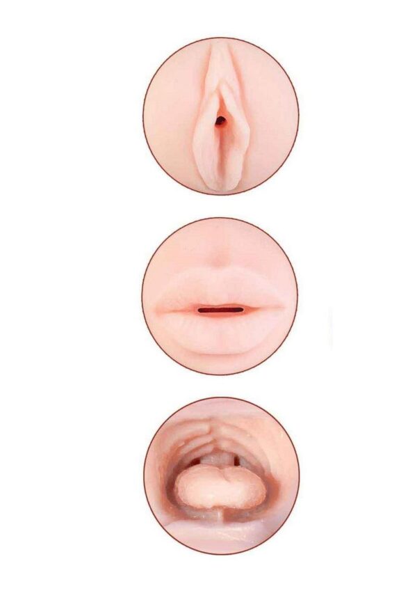 Delite Two Ways Mouth and Vagina Masturbator - Vanilla/Red - Image 4