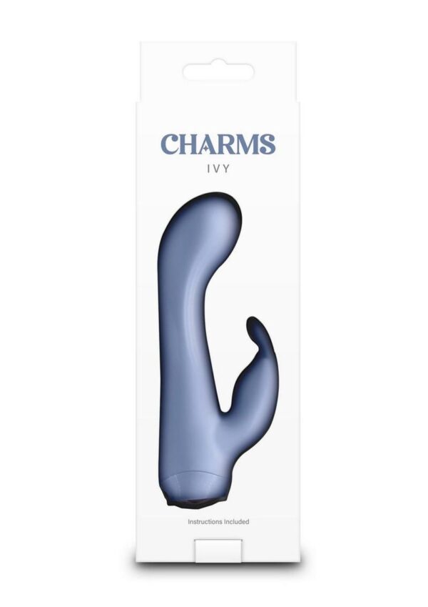 Charms Ivy Rechargeable Silicone Rabbit Vibrator- Blue - Image 4
