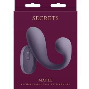 Secrets Maple Rechargeable Silicone G-Spot Warming Vibrator with Clitoral Stimulation  and Remote Control - Purple