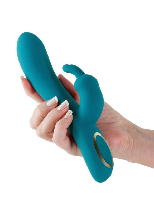 Obsessions Hera Rechargeable Silicone Rabbit Vibrator - Teal - Image 3
