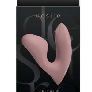 Desire Demure Rechargeable Silicone Wearable Dual Motor Vibrator with Clitoral Stimulator - Caramel