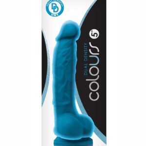 Colours Dual Density Silicone Dildo 5in - Blue