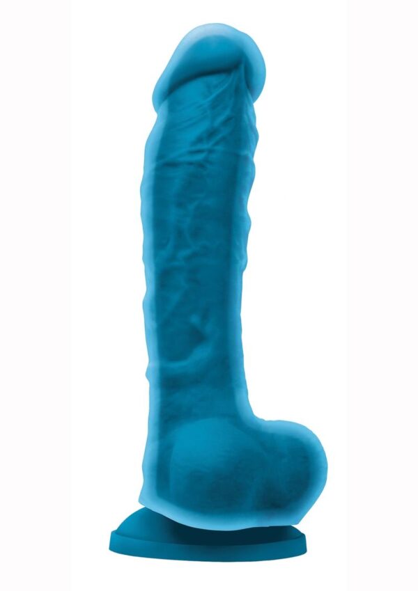 Colours Dual Density Silicone Dildo 8in - Blue - Image 2
