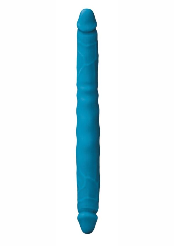 Colours Double Pleasures Silicone Double Dildo 12in - Blue - Image 2