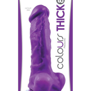 Colours Pleasures Silicone Thick Dildo 8in - Purple