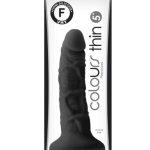 Colours Pleasures Silicone Thin Dildo 5in - Black