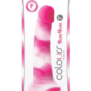 Colours Pleasures Yum Yum Silicone Dildo 7in - Pink/White