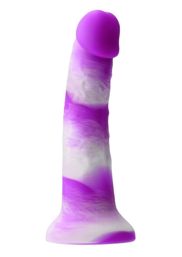 Colours Pleasures Yum Yum Silicone Dildo 7in - Purple/White - Image 2