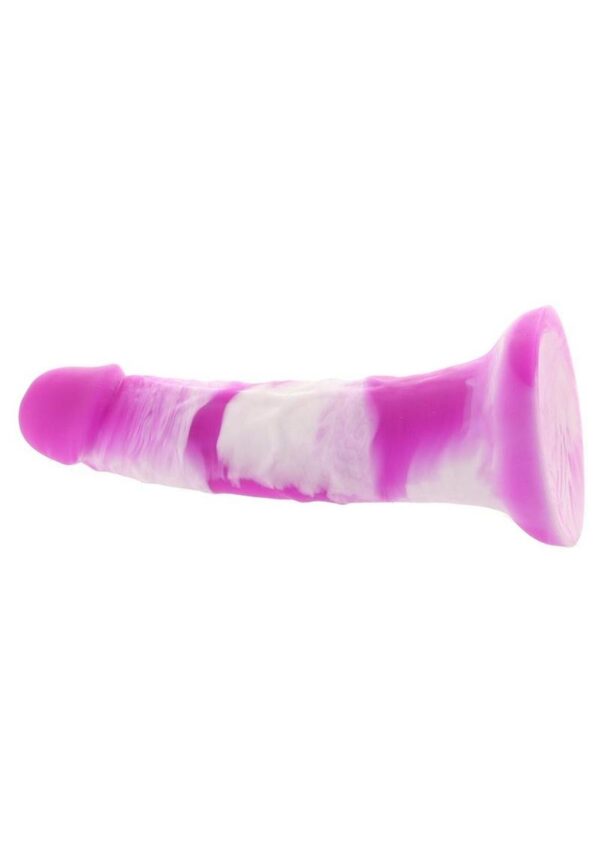 Colours Pleasures Yum Yum Silicone Dildo 7in - Purple/White - Image 3