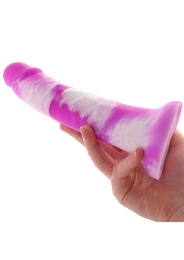 Colours Pleasures Yum Yum Silicone Dildo 7in - Purple/White - Image 4