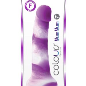 Colours Pleasures Yum Yum Silicone Dildo 7in - Purple/White