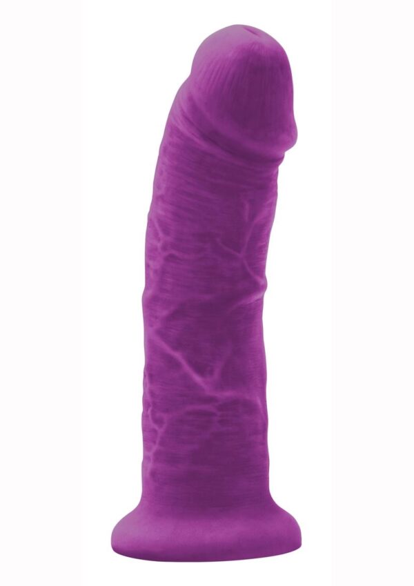 Colours Pleasures Girth Silicone Dildo 7in - Purple - Image 2