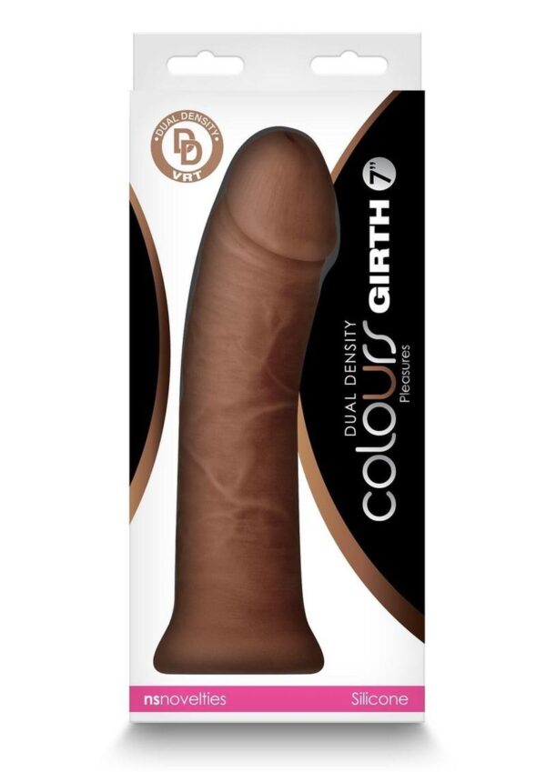 Colours Dual Density Girth Silicone Dildo 7in - Chocolate - Image 4