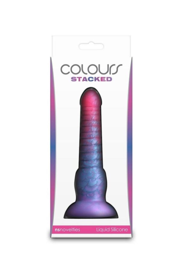 Colours Stacked Silicone Dildo 6in - Pink/Blue - Image 4