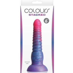 Colours Stacked Silicone Dildo 6in - Pink/Blue