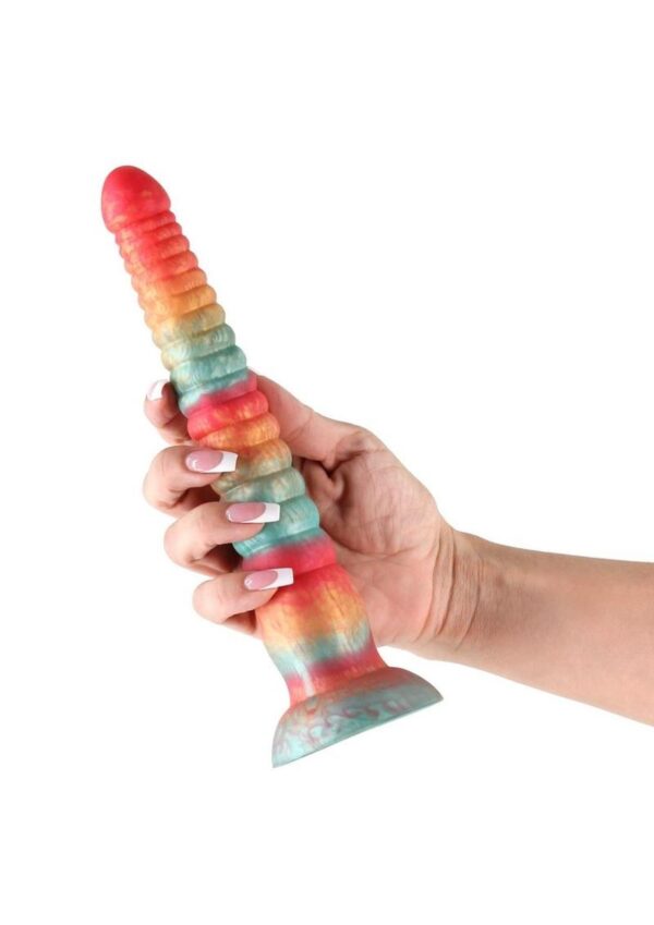 Colours Stacked Silicone Dildo 9in - Red/Gold - Image 3