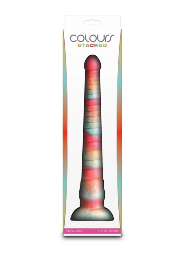 Colours Stacked Silicone Dildo 12in - Red/Gold - Image 4