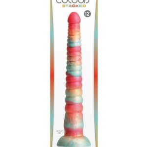 Colours Stacked Silicone Dildo 12in - Red/Gold