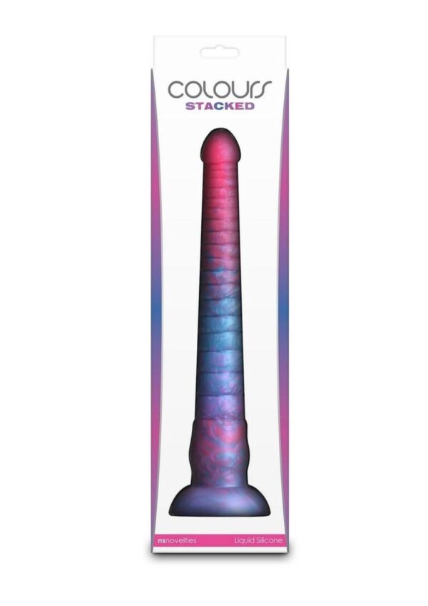 Colours Stacked Silicone Dildo 12in - Pink/Blue - Image 4