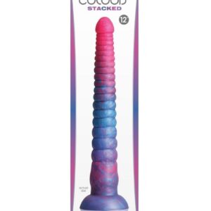 Colours Stacked Silicone Dildo 12in - Pink/Blue