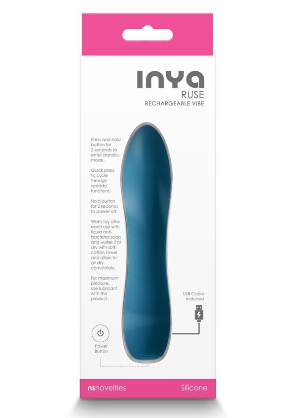 Inya Ruse Rechargeable Silicone Vibrator - Teal - Image 3