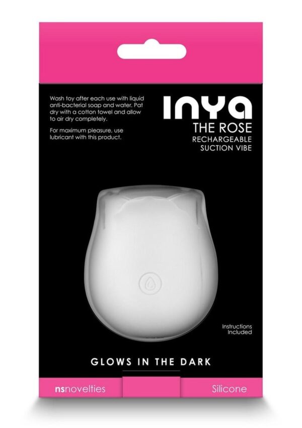 Inya The Rose Silicone Rechargeable Glow in the Dark Clitoral Stimulator - White - Image 4