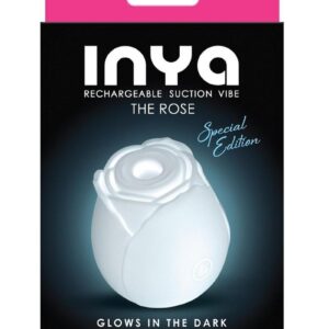 Inya The Rose Silicone Rechargeable Glow in the Dark Clitoral Stimulator - White