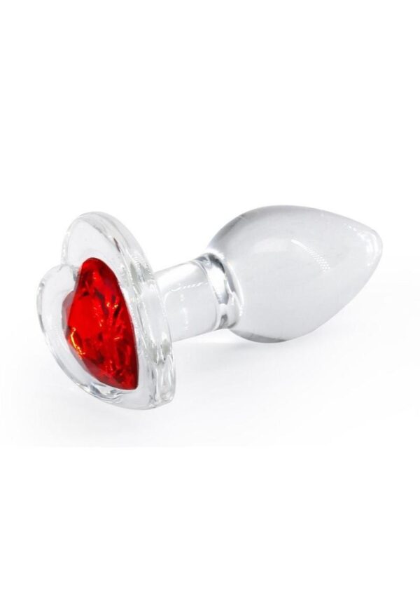 Crystal Desires Red Heart Glass Anal Plugs - Small - Image 2