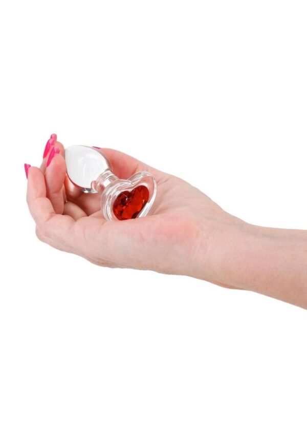Crystal Desires Red Heart Glass Anal Plugs - Small - Image 3