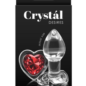 Crystal Desires Red Heart Glass Anal Plugs - Small