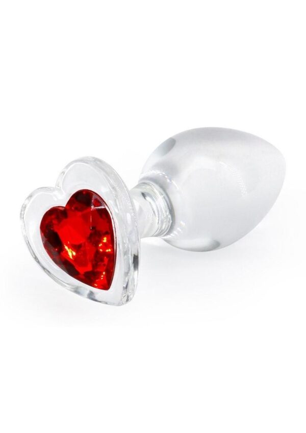 Crystal Desires Red Heart Glass Anal Plugs - Medium - Image 2
