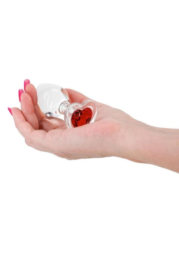 Crystal Desires Red Heart Glass Anal Plugs - Medium - Image 3