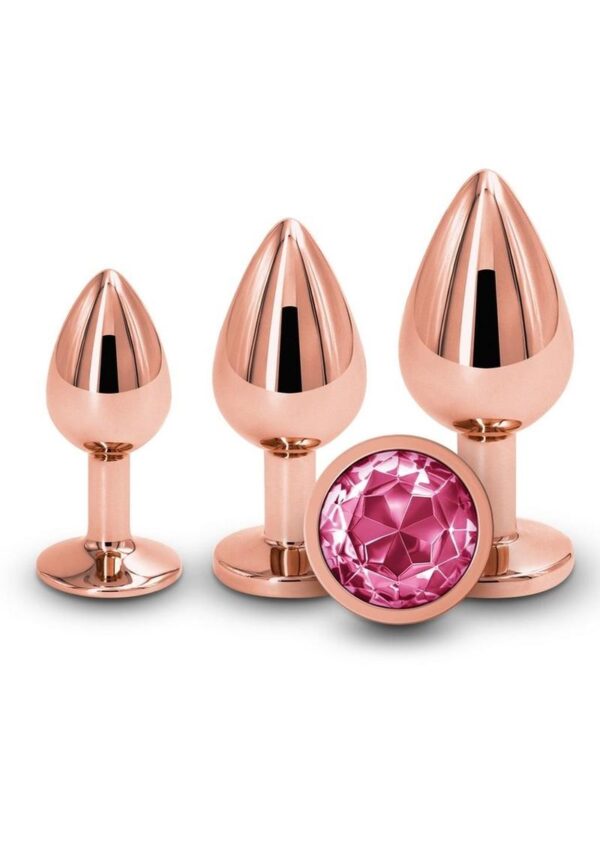 Rear Assets Aluminum Anal Plug Trainer Kit (3 pieces) - Rose Gold/Pink - Image 2