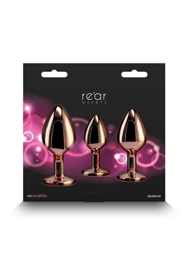 Rear Assets Aluminum Anal Plug Trainer Kit (3 pieces) - Rose Gold/Pink - Image 4