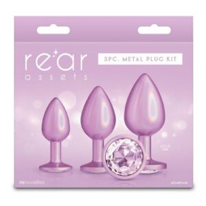 Rear Assets Trainer Chrome Plated Anal Plugs Kit (3pc Set) - Iridescent Pink