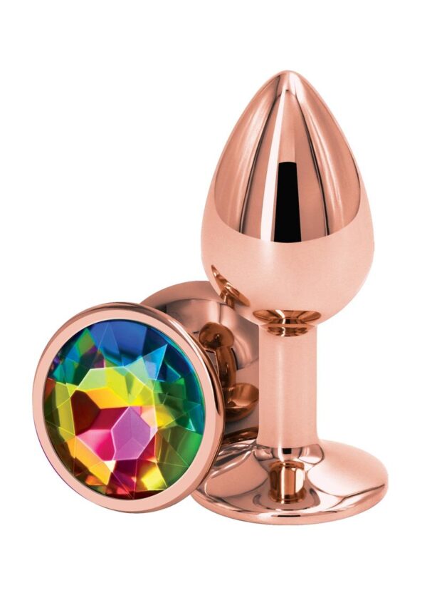 Rear Assets Rose Gold Anal Plug - Small - Rainbow - Image 2