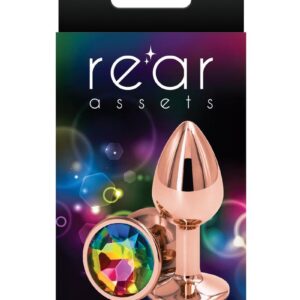Rear Assets Rose Gold Anal Plug - Small - Rainbow