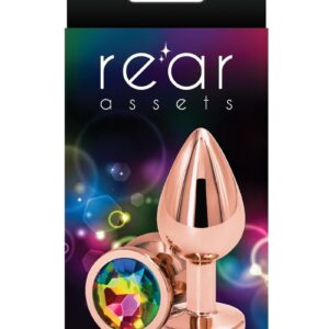 Rear Assets Rose Gold Anal Plug - Med - Rainbow