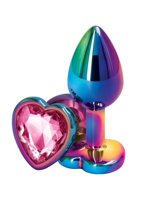 Rear Assets Multicolor Heart Anal Plug - Small - Pink - Image 2