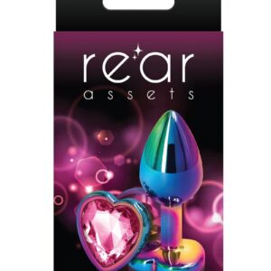 Rear Assets Multicolor Heart Anal Plug - Small - Pink