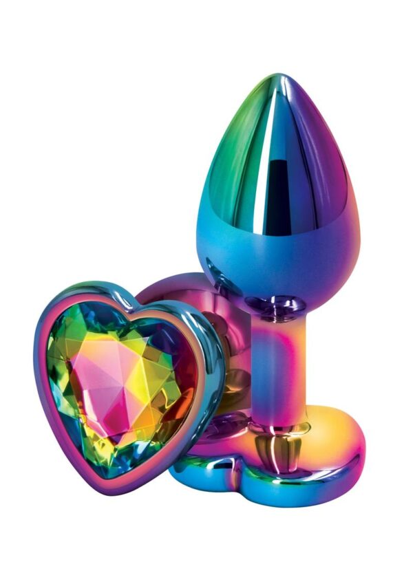 Rear Assets Multicolor Heart Anal Plug - Small - Rainbow - Image 2