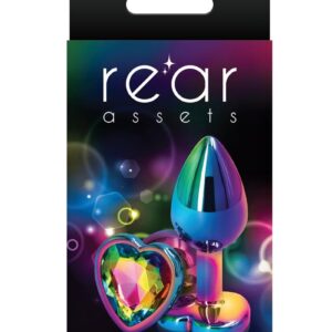 Rear Assets Multicolor Heart Anal Plug - Small - Rainbow