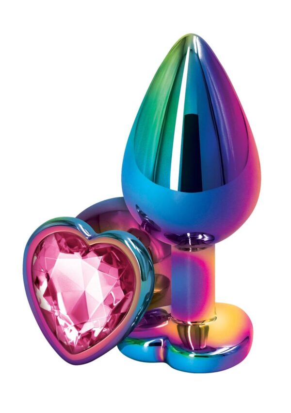 Rear Assets Multicolor Heart Anal Plug - Medium - Pink - Image 2