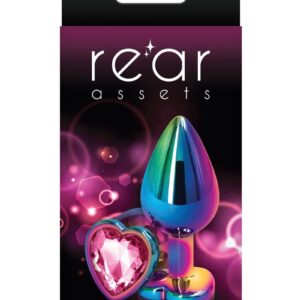 Rear Assets Multicolor Heart Anal Plug - Medium - Pink